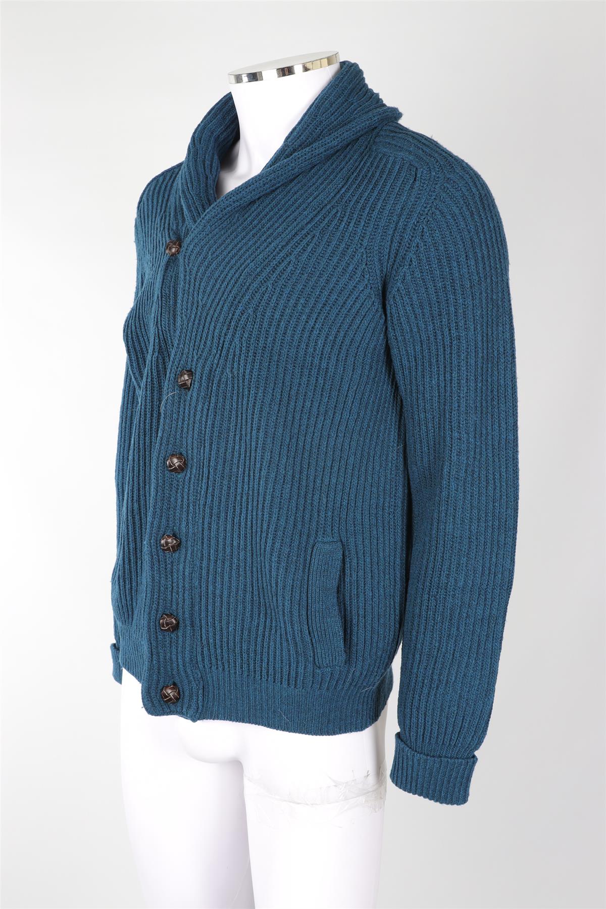 GOLDEN GOOSE DELUXE BRAND MEN'S BLUE WOOL CARDIGAN LARGE - Image 3