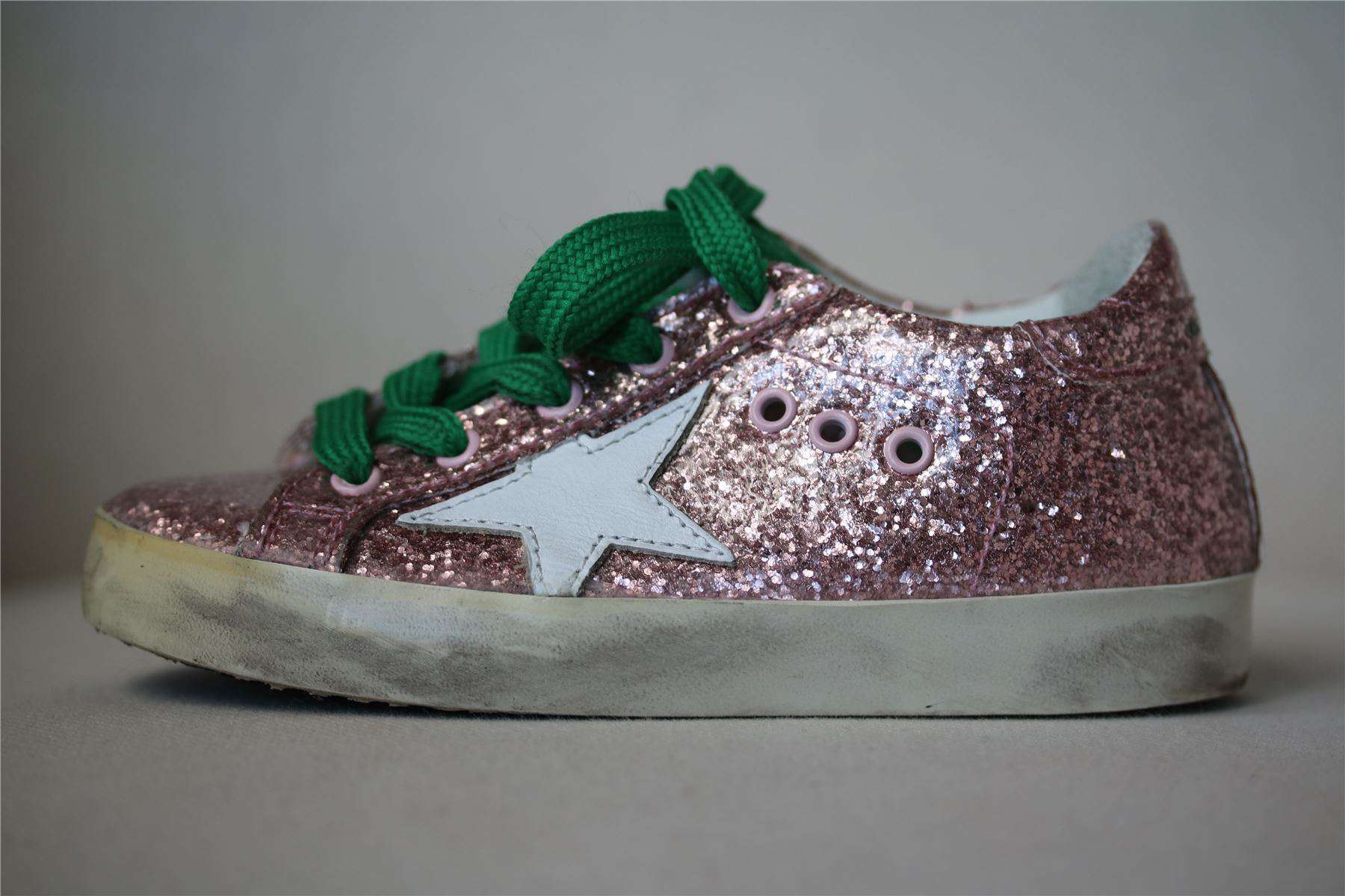GOLDEN GOOSE DELUXE BRAND SUPERSTAR KIDS PINK GLITTER TRAINERS EU 27 UK 9 - Image 2