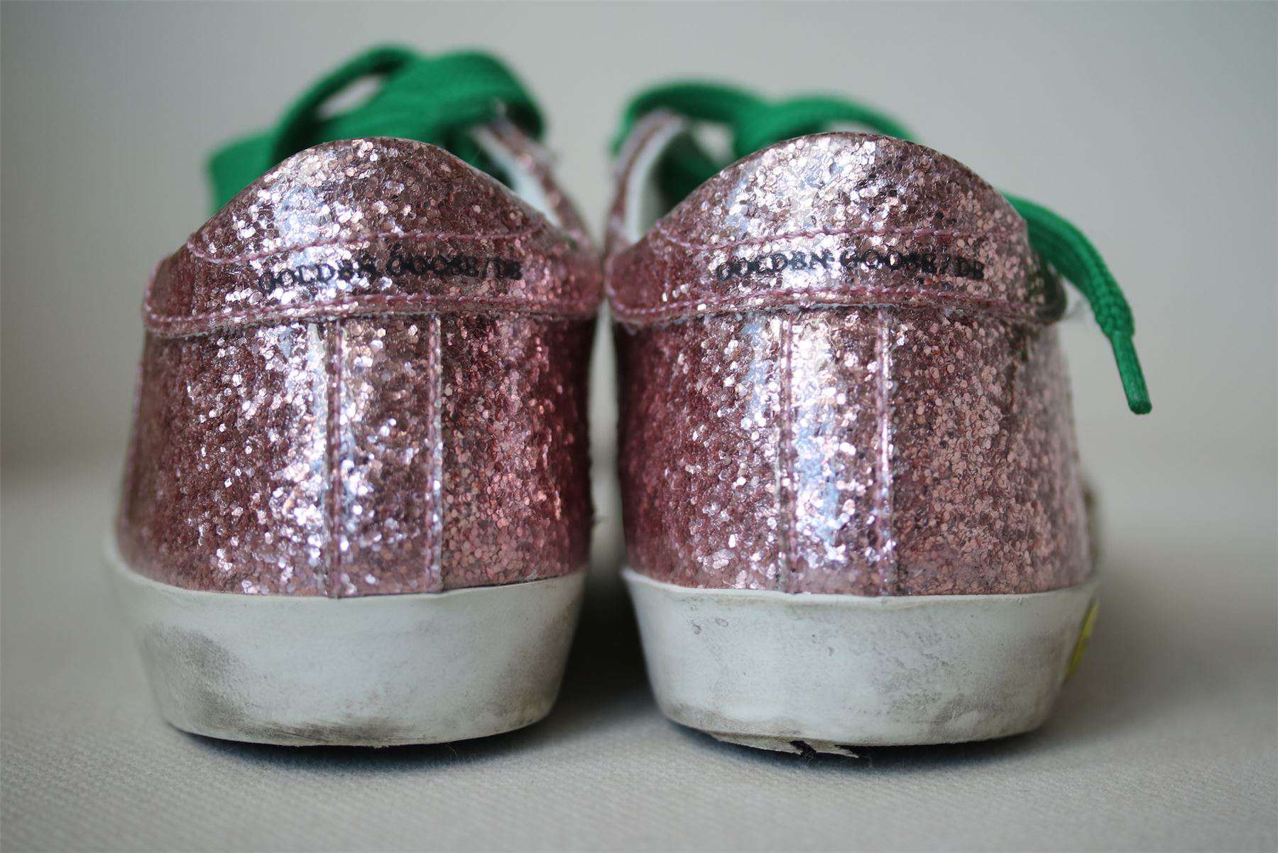 GOLDEN GOOSE DELUXE BRAND SUPERSTAR KIDS PINK GLITTER TRAINERS EU 27 UK 9 - Image 4
