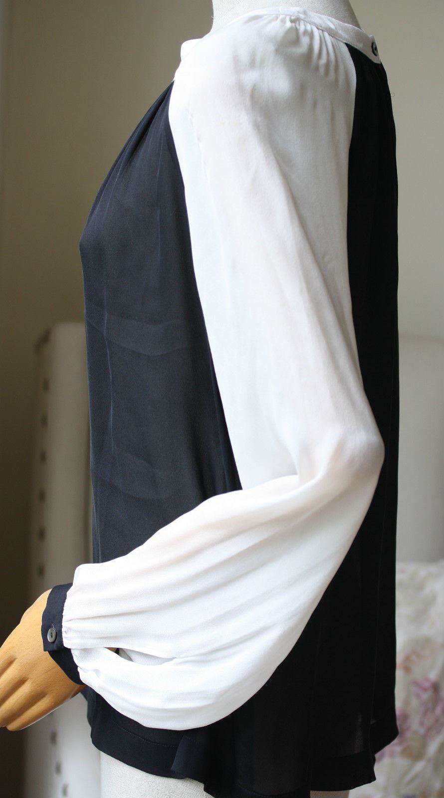 GRAHAM AND SPENCER BLACK SILK BLOUSE TOP SMALL - Image 4