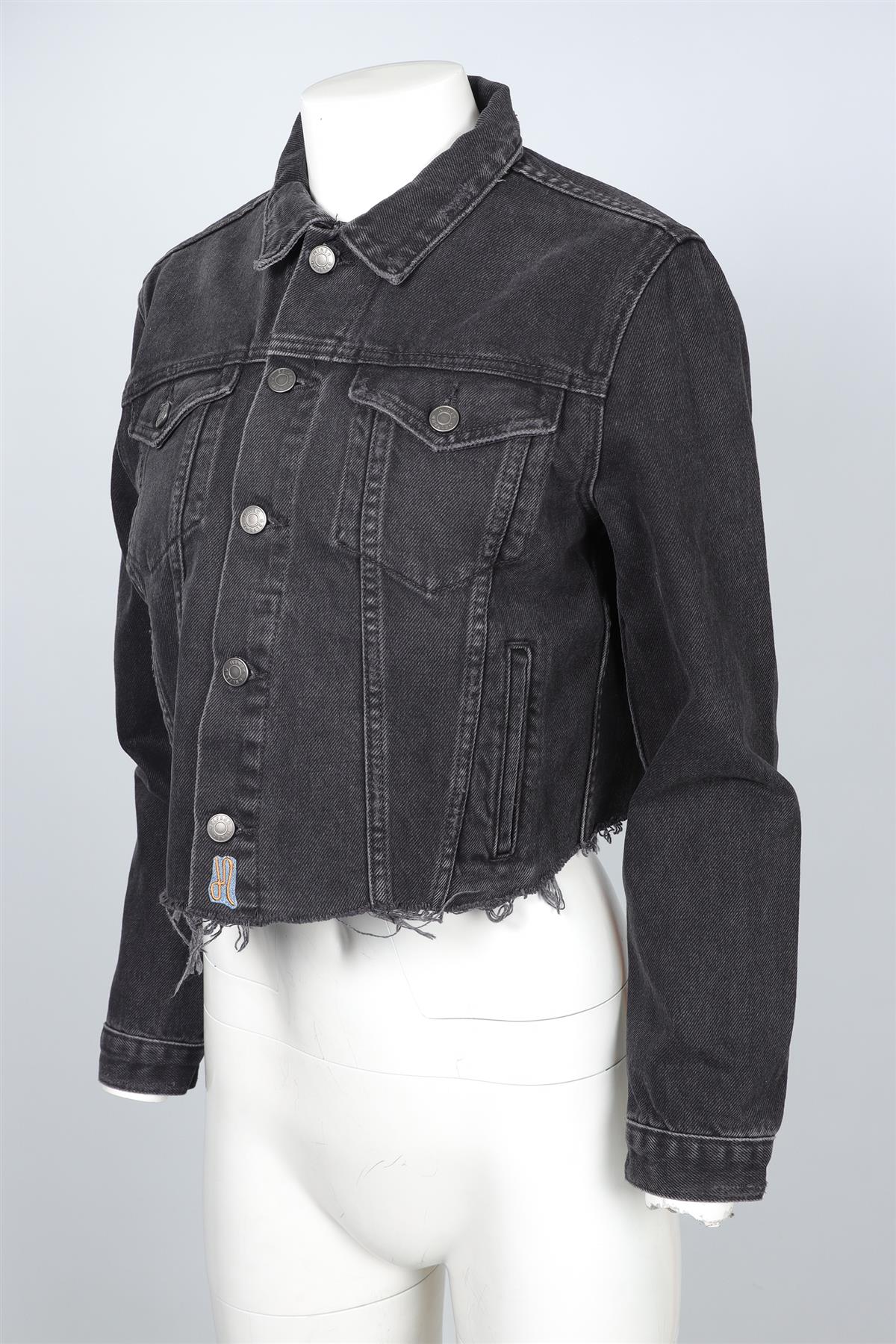 GRLFRND BLACK DENIM JACKET SMALL - Image 3