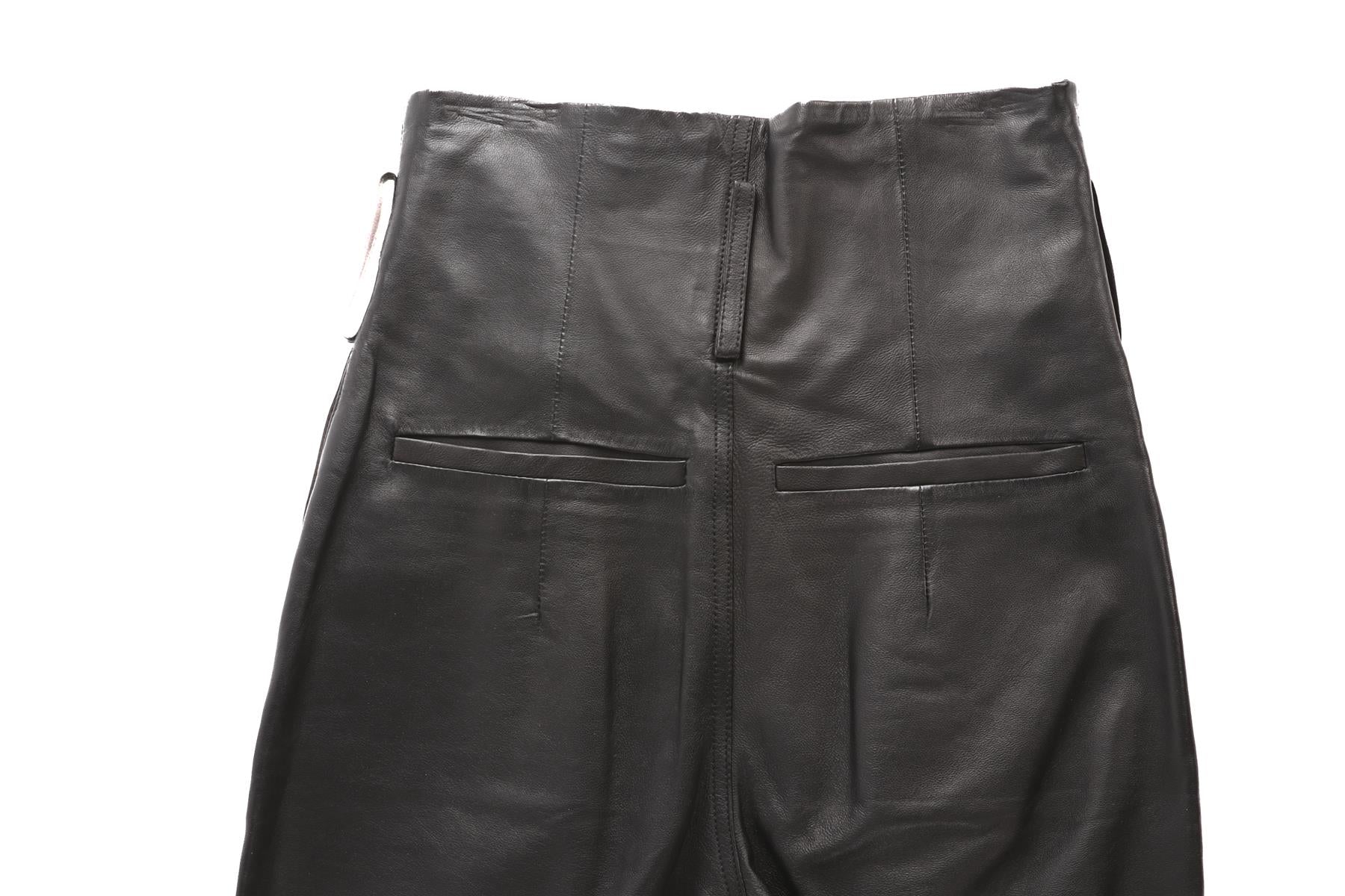 GRLFRND BLACK LEATHER STRAIGHT LEG PANTS W24 UK 6 - Image 5