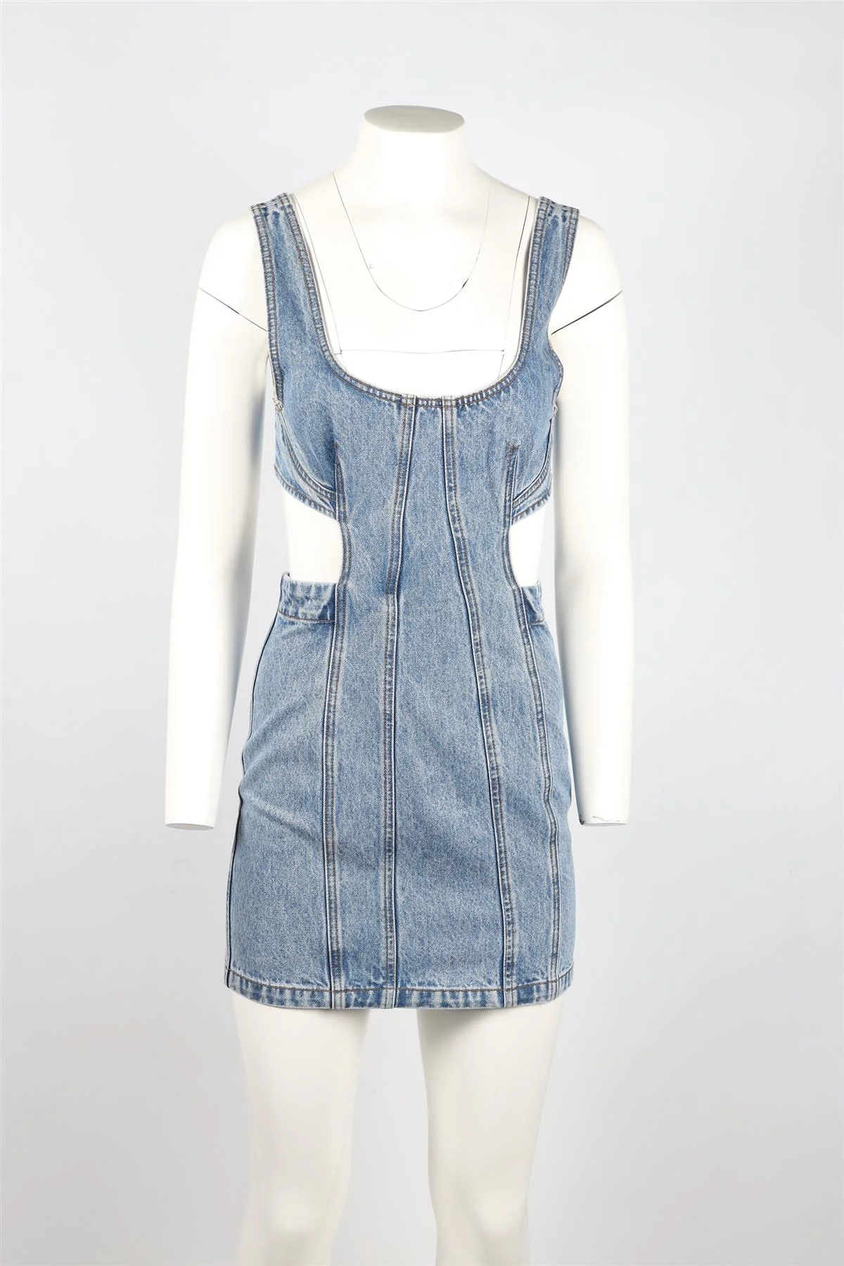 GRLFRND BLUE DENIM MINI DRESS XSMALL - Image 2
