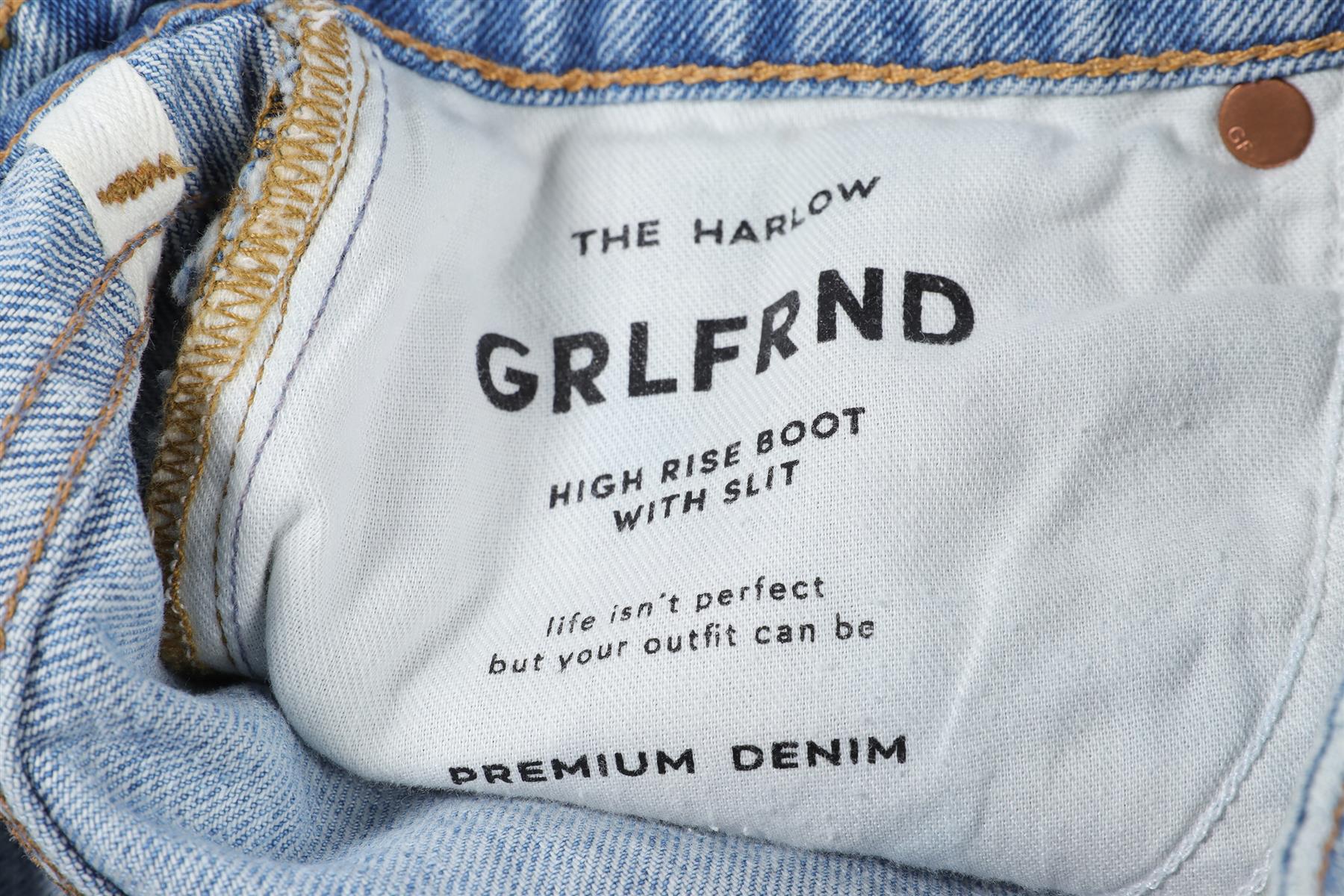 GRLFRND BLUE HIGH RISE STRAIGHT LEG JEANS W24 UK 6 - Image 6