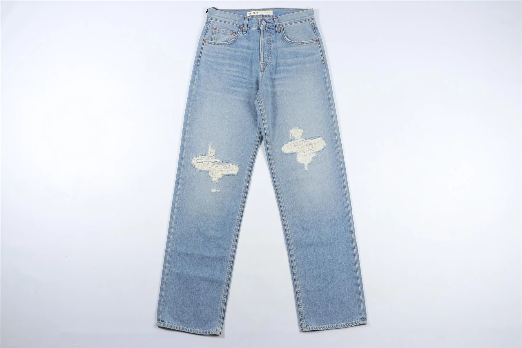 GRLFRND BLUE HIGH RISE STRAIGHT LEG JEANS W24 UK 6 - Image 2