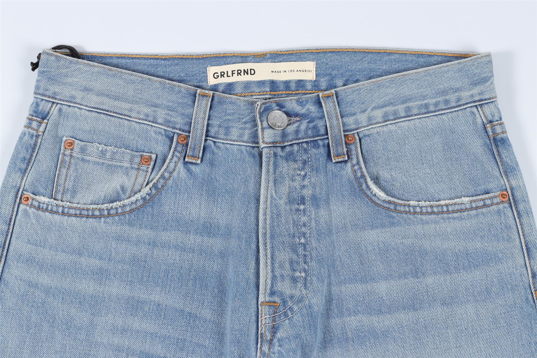 GRLFRND BLUE HIGH RISE STRAIGHT LEG JEANS W24 UK 6 - Image 3