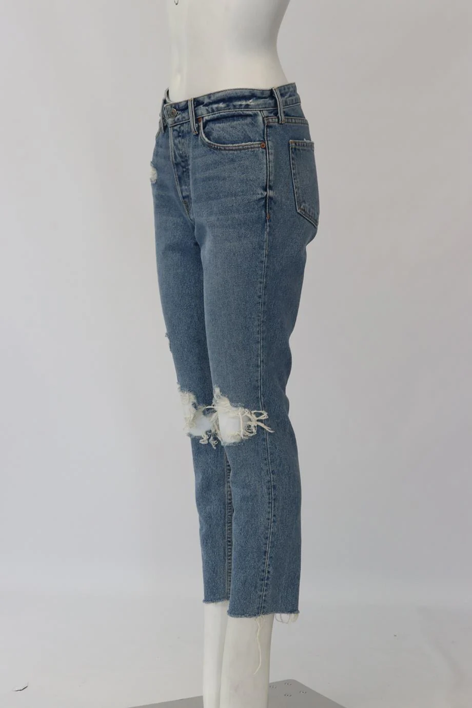 GRLFRND DISTRESSED HIGH RISE STRAIGHT LEG JEANS W27 UK 8/10 - Image 3
