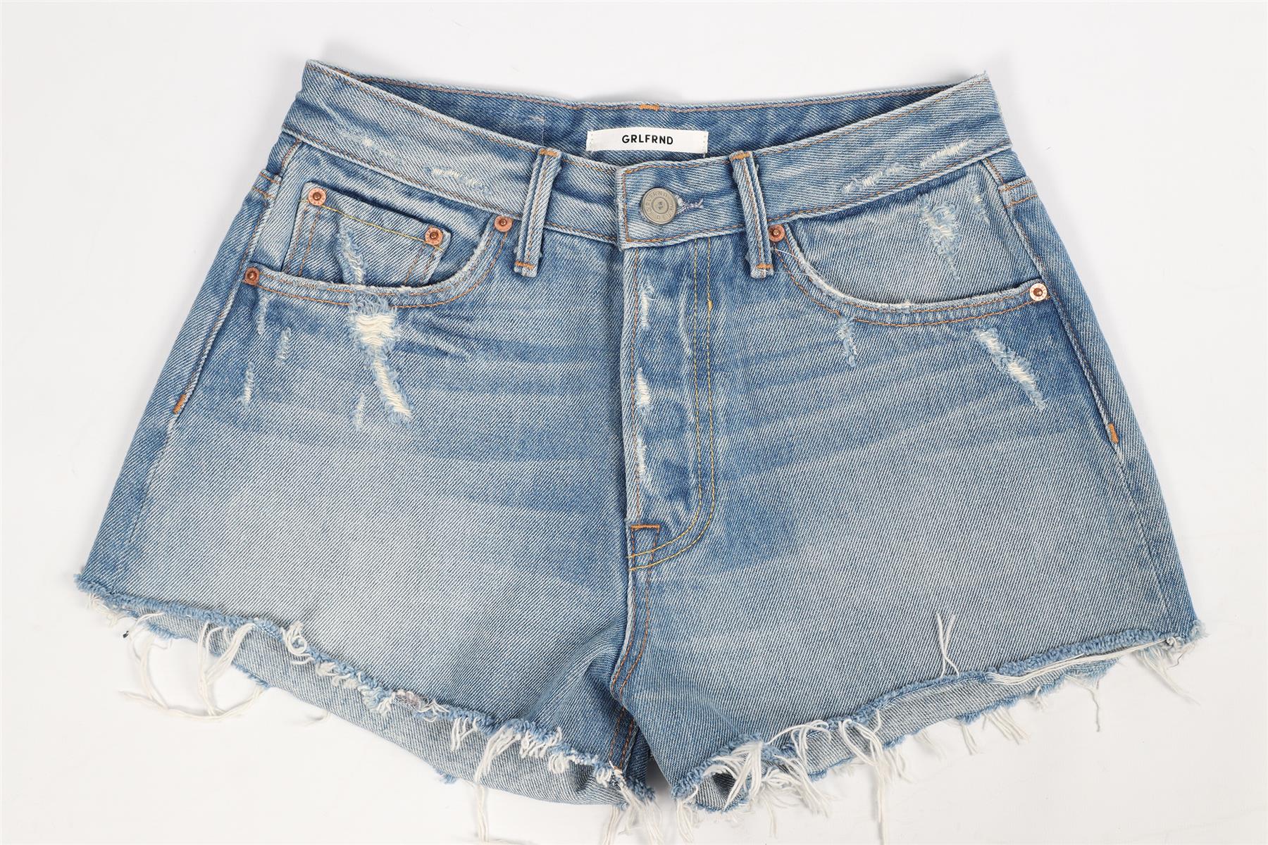 GRLFRND HIGH RISE DENIM SHORTS W24 UK 6 - Image 2