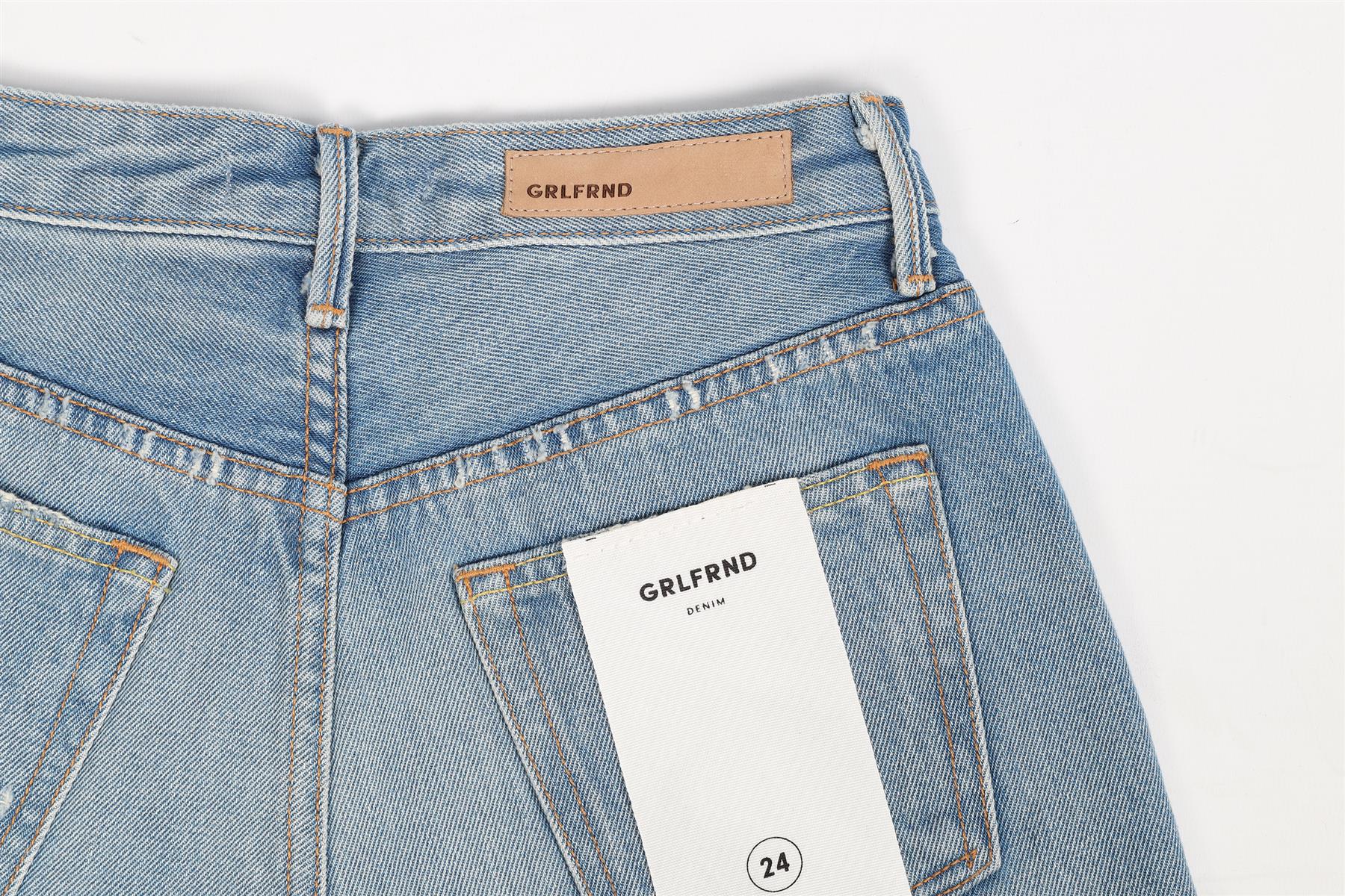 GRLFRND HIGH RISE DENIM SHORTS W24 UK 6 - Image 5