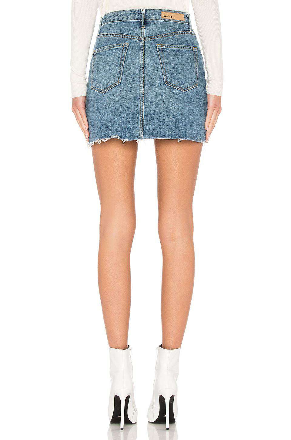GRLFRND MILLA EMBELLISHED A-FRAME DENIM SKIRT IN SOLSTICE W25 UK 6/8 - Image 2