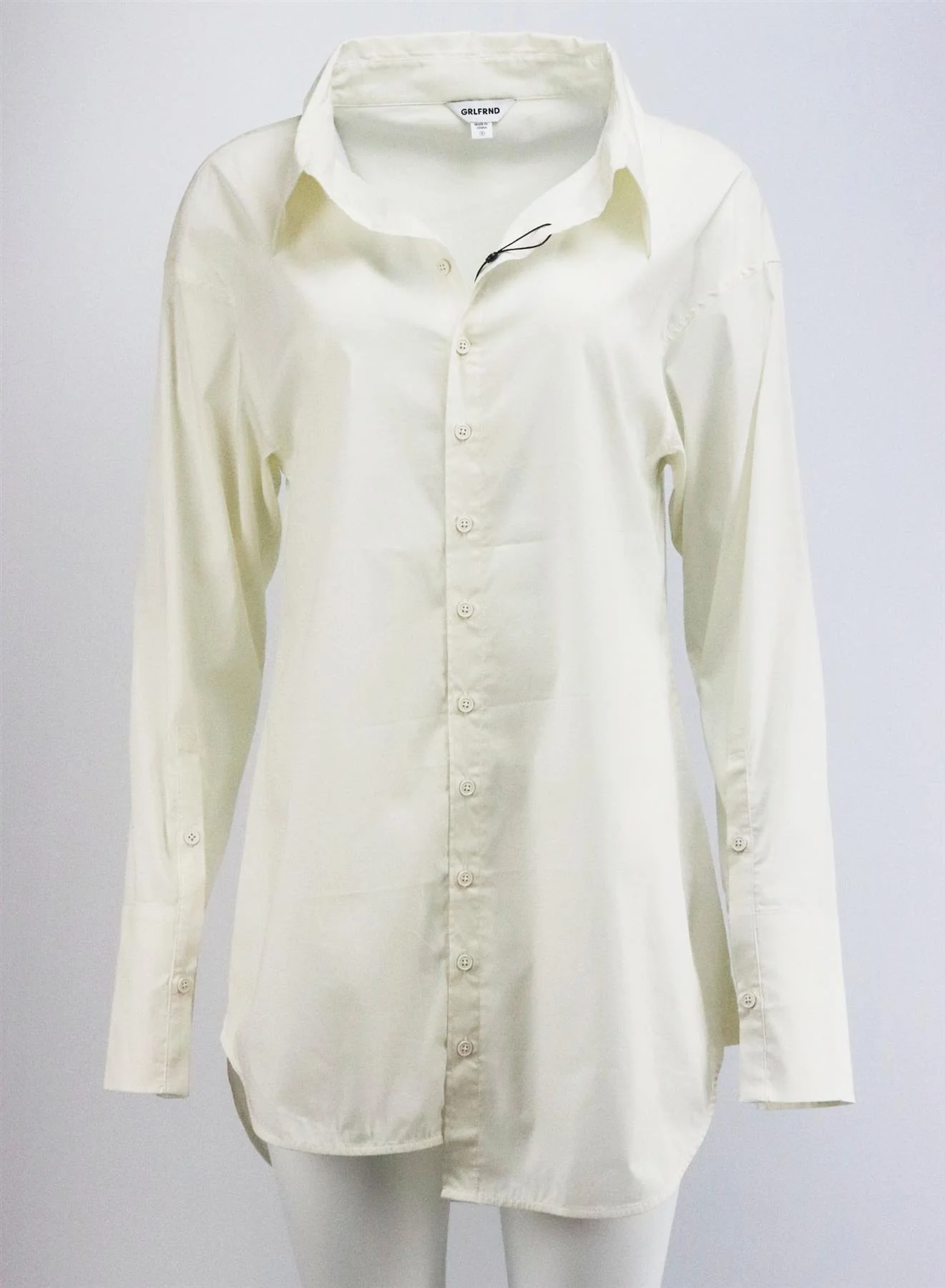 GRLFRND OVERSIZED ASYMMETRIC COTTON BLEND SHIRT SMALL - Image 2