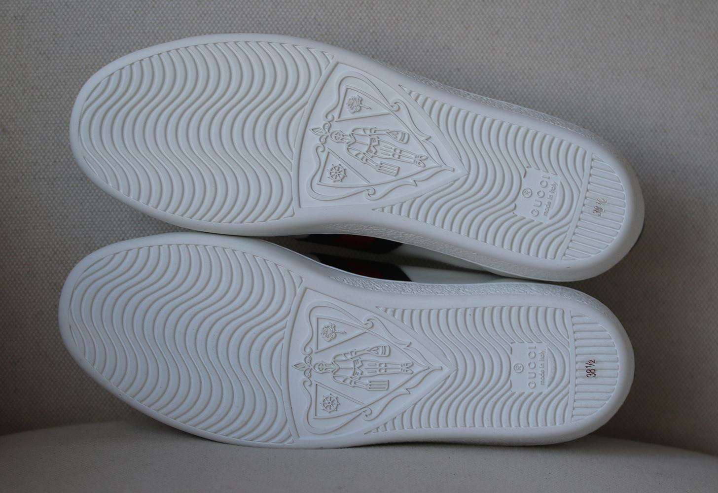 GUCCI ACE WATERSNAKE TRIMMED LEATHER SNEAKERS EU 38.5 UK 5.5 US 8.5 - Image 6
