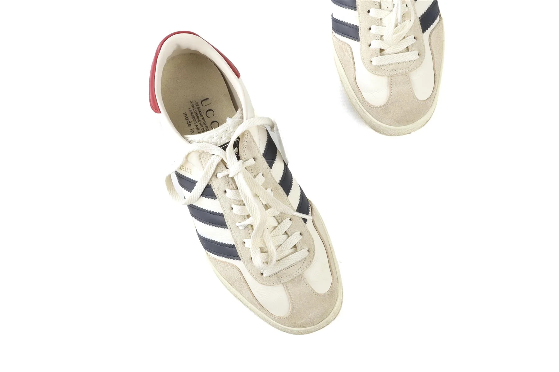 GUCCI + ADIDAS WHITE GAZELLE LEATHER SNEAKERS EU 40 2/3 UK 7 US 8.5 - Image 4