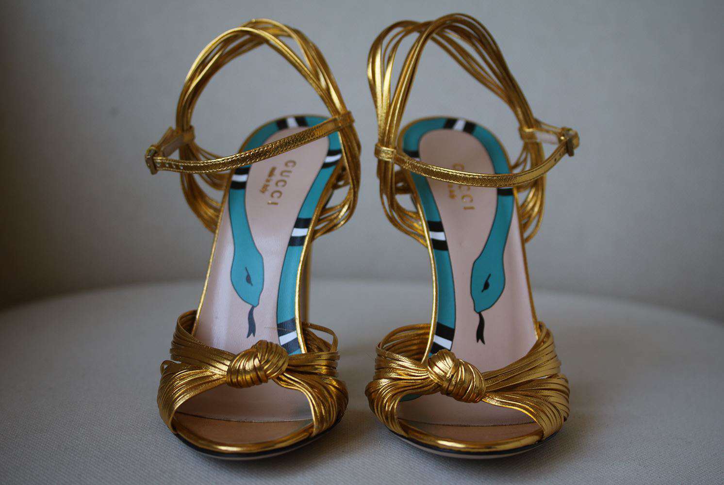 GUCCI ALLIE METALLIC STRAPPY LEATHER SANDALS EU 38 UK 5 US 8 - Image 3