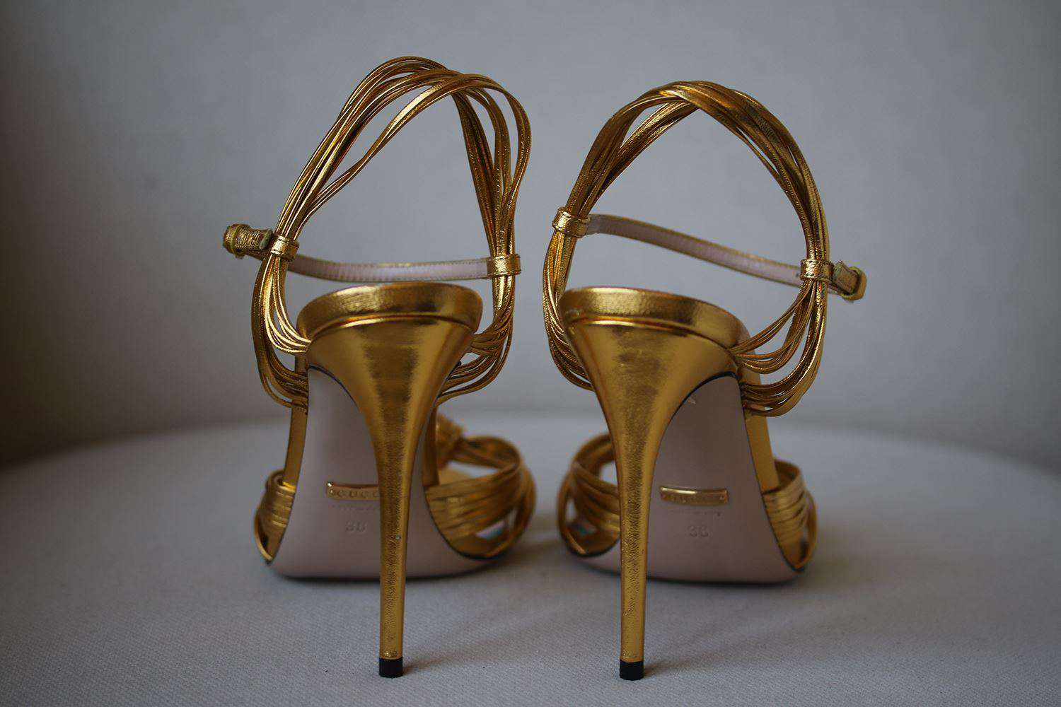 GUCCI ALLIE METALLIC STRAPPY LEATHER SANDALS EU 38 UK 5 US 8 - Image 4