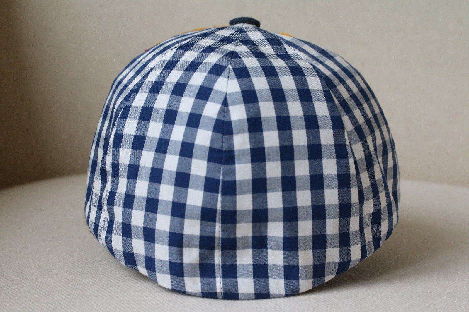 GUCCI BABY BOYS BLUE CHECKED COTTON CAP HAT 52 CM 4-6 YEARS - Image 2