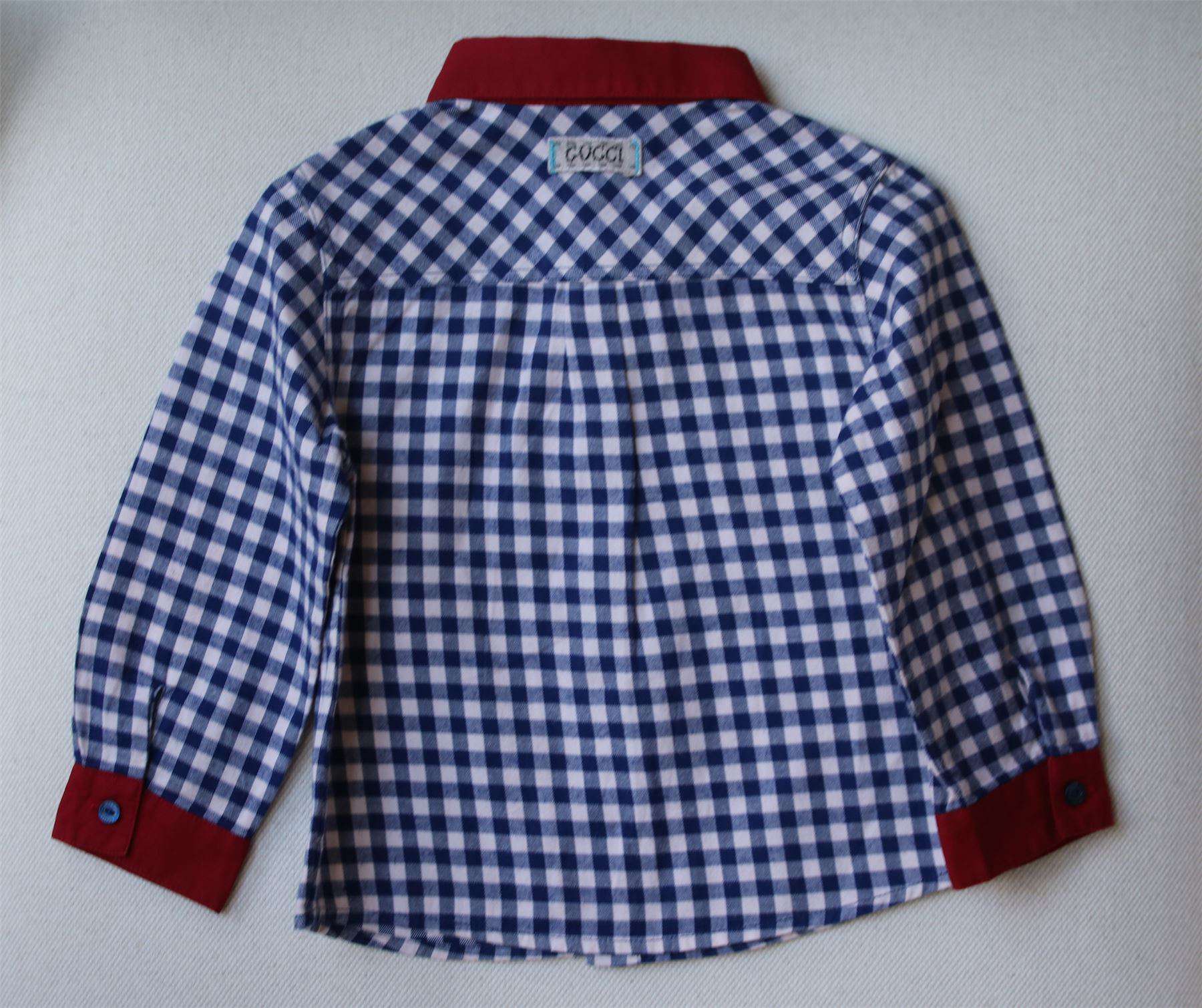 GUCCI BABY BOYS BLUE CHECKED SHIRT 9-12 MONTHS - Image 2