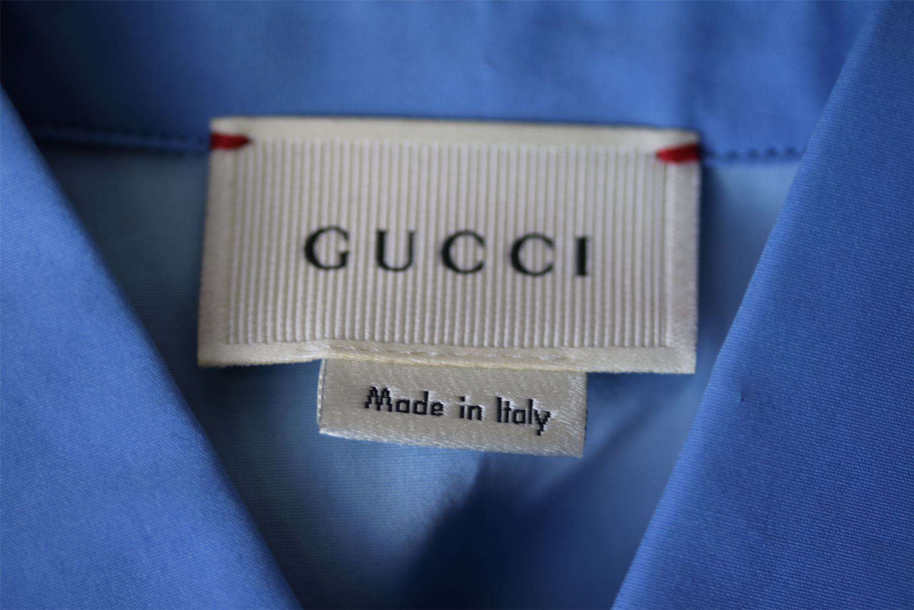GUCCI BABY BOYS BLUE COTTON SHIRT 18-24 MONTHS - Image 4