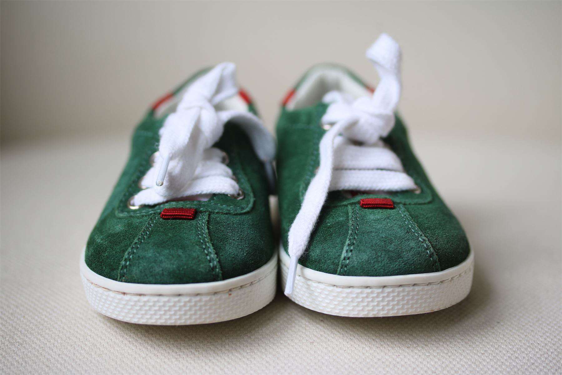 GUCCI BABY BOYS GREEN SUEDE TRAINERS EU 20 UK 4 - Image 2