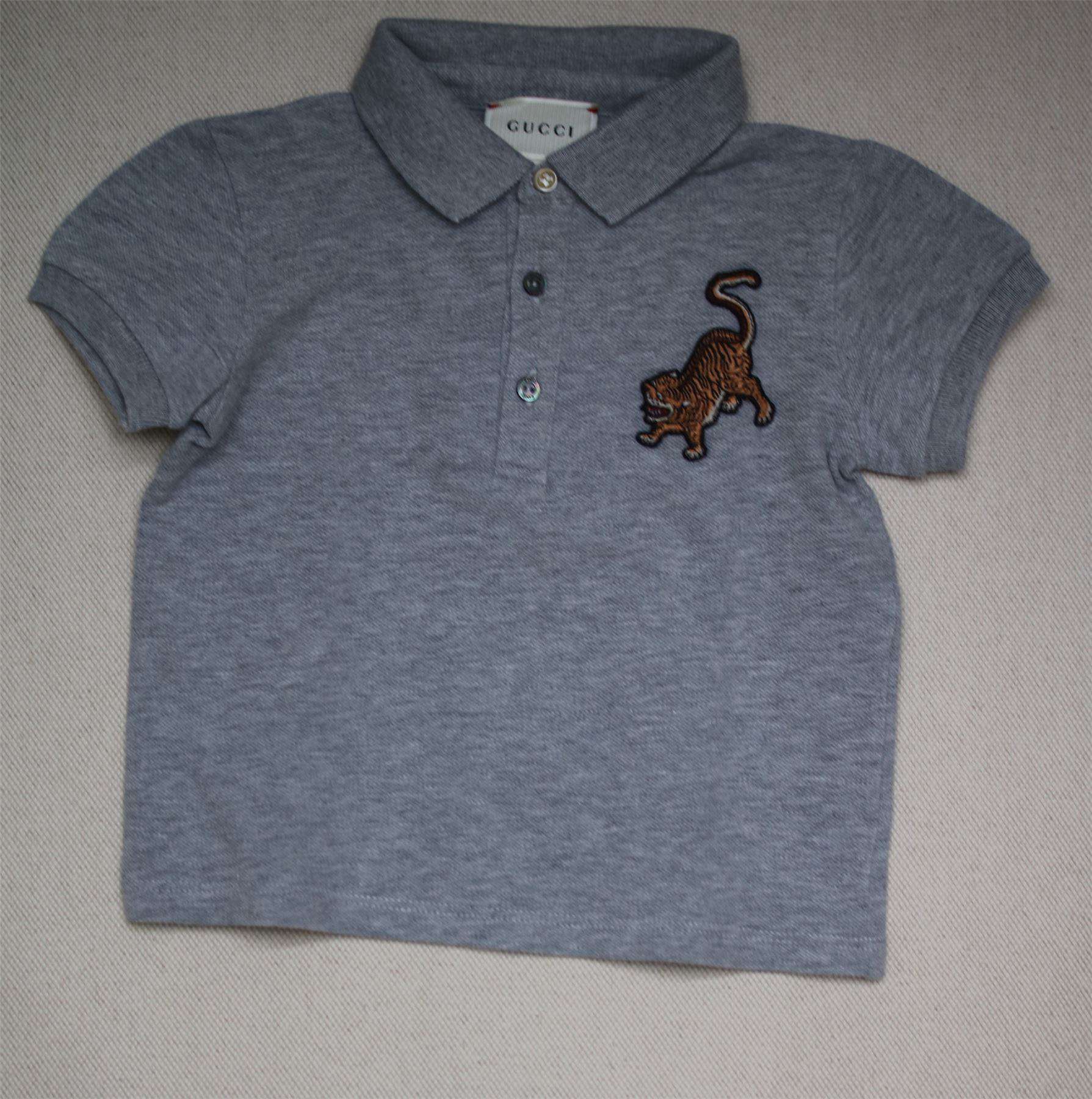 GUCCI BABY BOYS GREY TIGER POLO SHIRT 12-18 MONTHS - Image 2