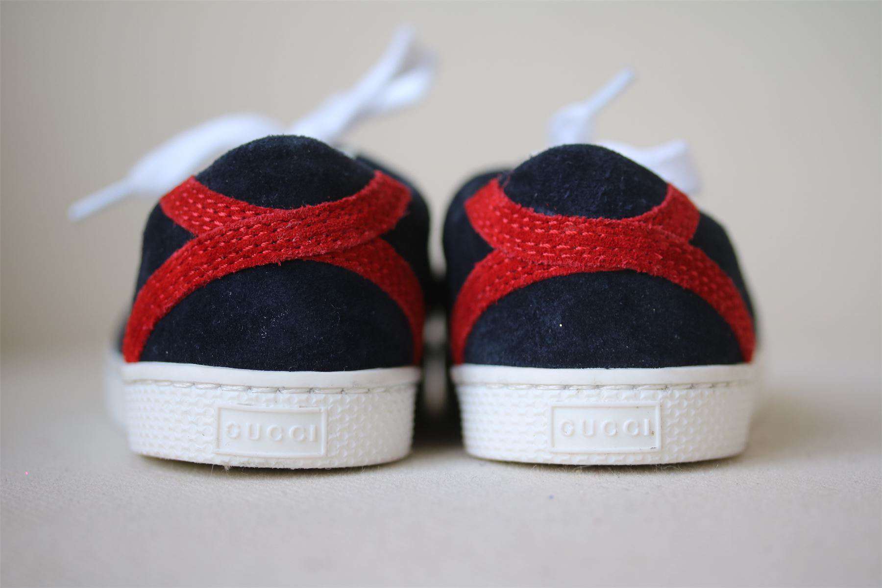 GUCCI BABY BOYS NAVY BLUE SUEDE TRAINERS EU 20 UK 4 - Image 3