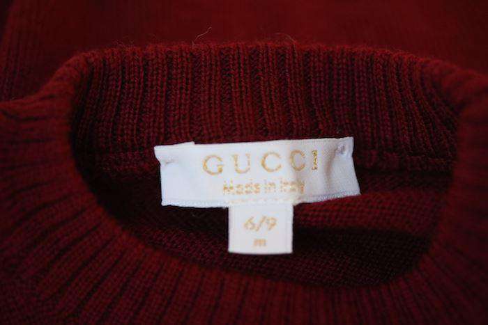 GUCCI BABY BURGUNDY MERINO WOOL SWEATER 6-9 MONTHS - Image 3
