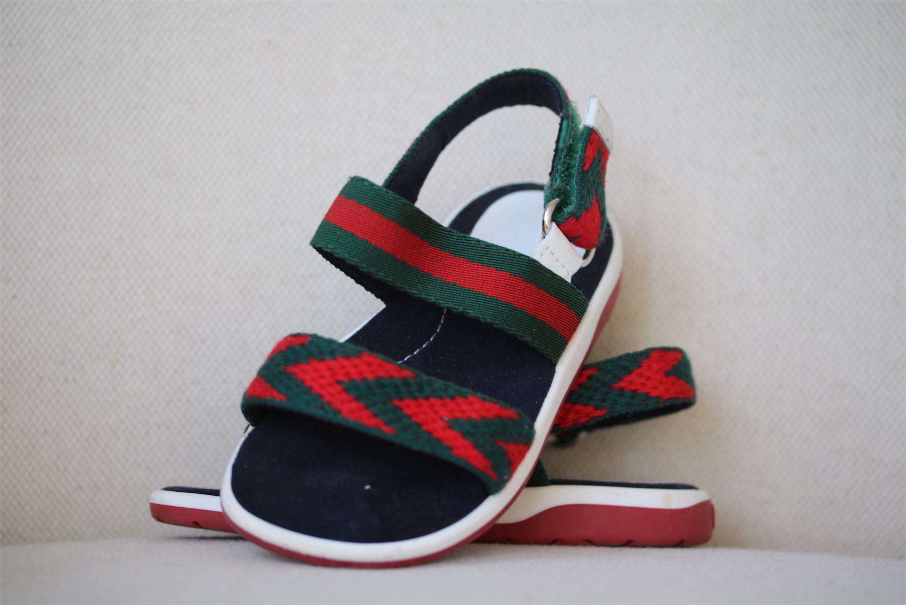 GUCCI BABY GREEN WEB CHEVRON SANDALS EU 22 UK 5 - Image 4