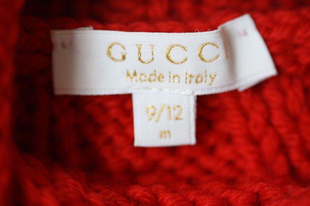 GUCCI BABY RED MERINO CABLE KNIT SWEATER 9-12 MONTHS - Image 3