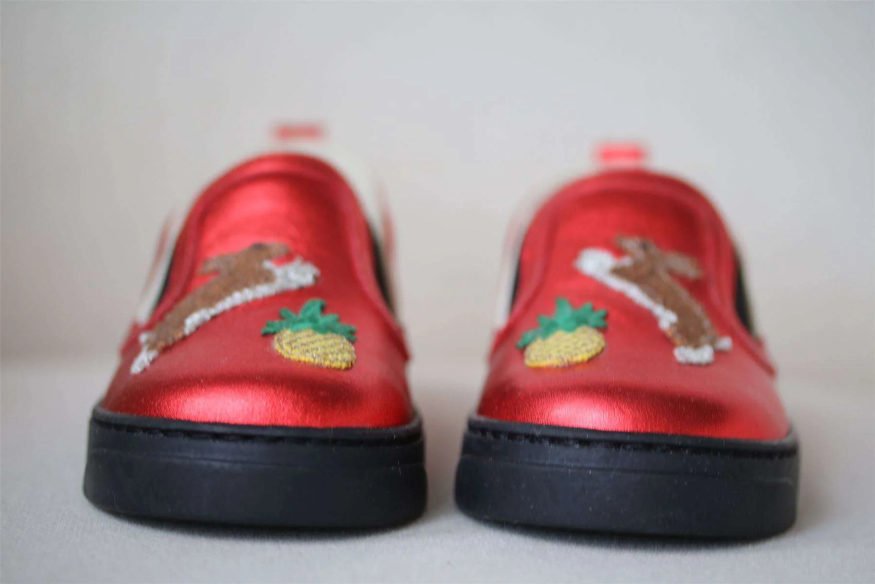 GUCCI BABY RED METALLIC SLIP-ON SHOES EU 22 UK 5 - Image 2