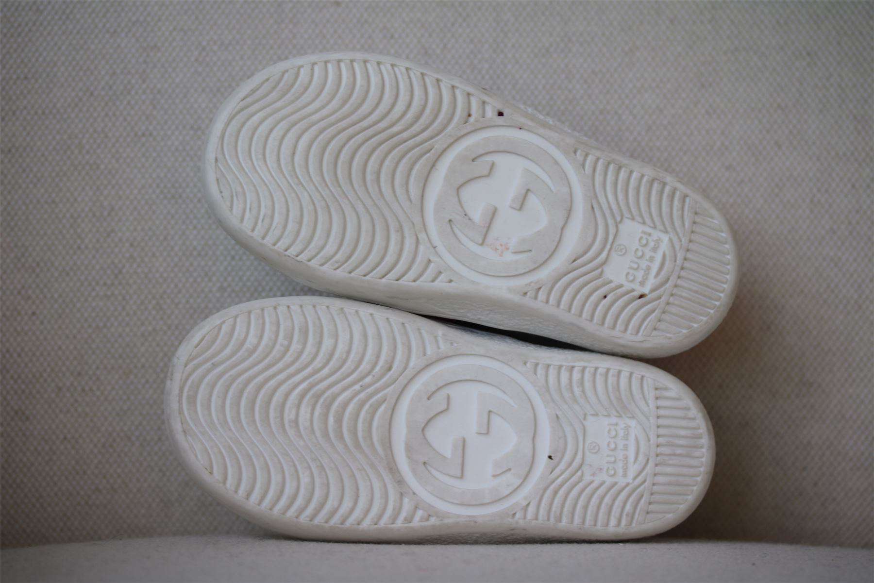 GUCCI BABY SILVER WEB LEATHER TRAINERS EU 22 UK 5 - Image 5