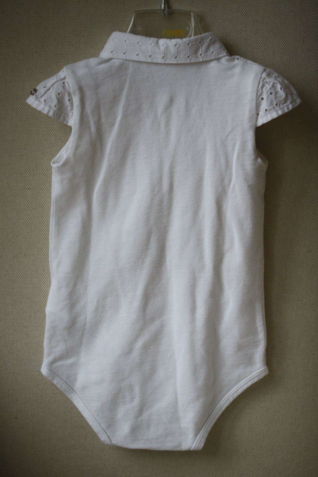 GUCCI BABY WHITE SANGALLO COTTON AND PIQUET BODYSUIT 18-24 MONTHS - Image 4