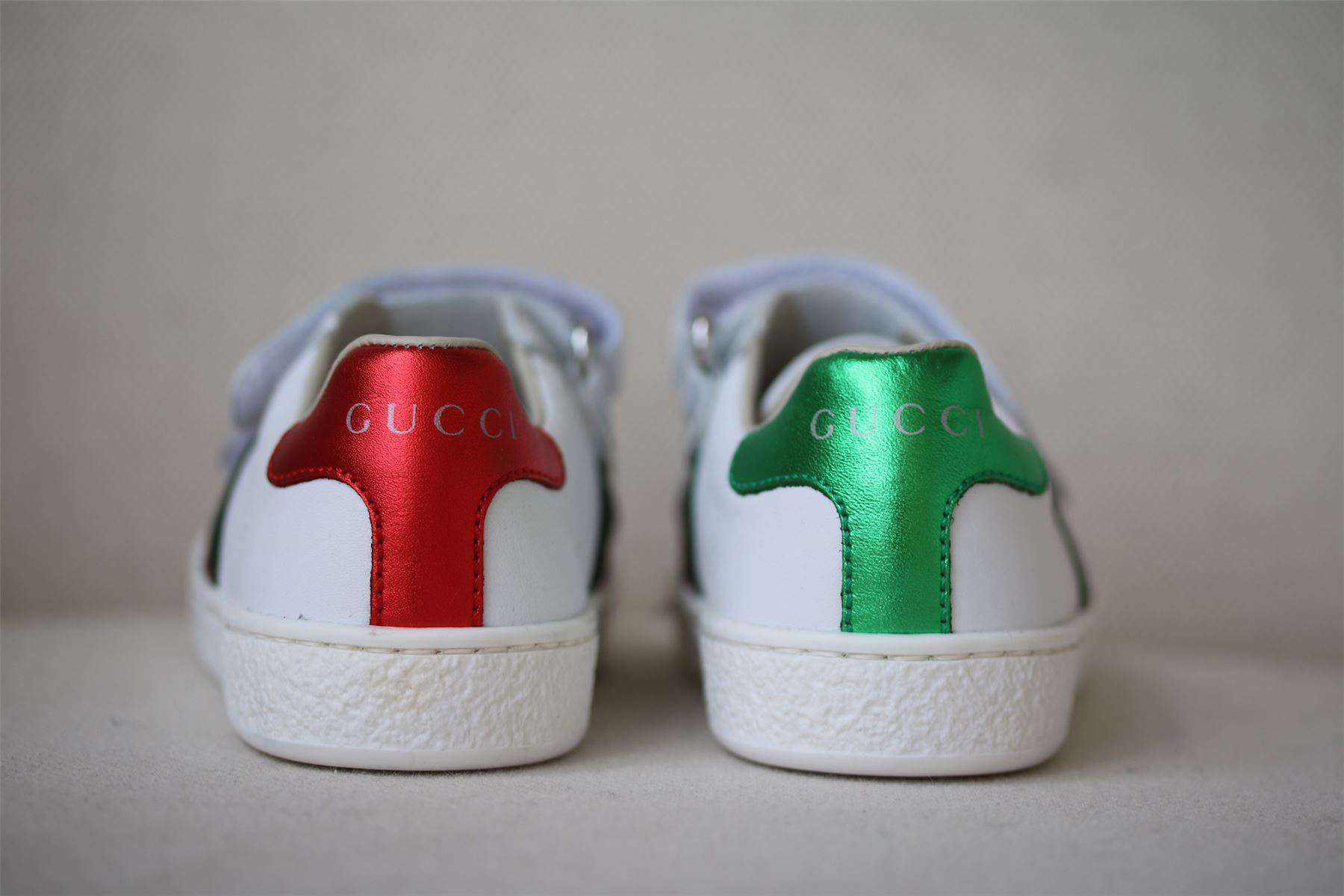 GUCCI BABY WHITE WEB LEATHER TRAINERS EU 22 UK 5 - Image 3