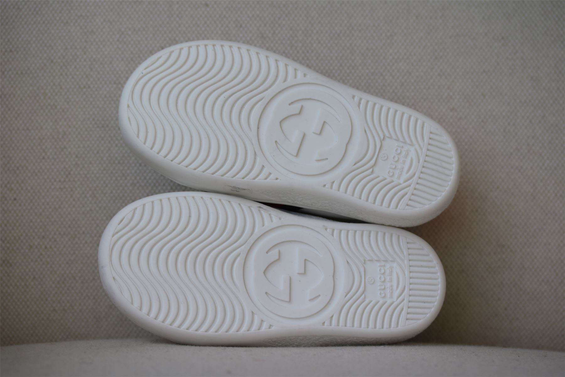 GUCCI BABY WHITE WEB LEATHER TRAINERS EU 22 UK 5 - Image 5