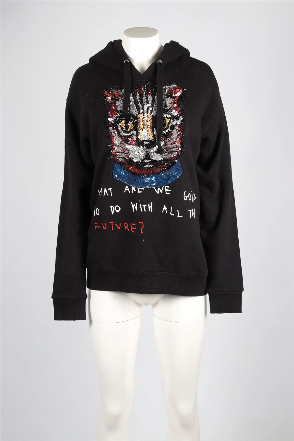 GUCCI BLACK COTTON HOODIE SMALL - Image 2