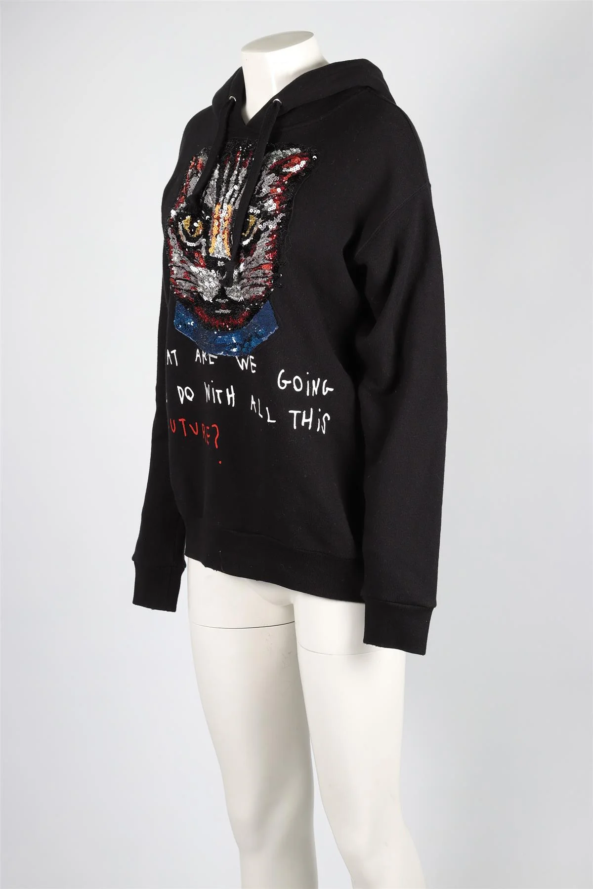 GUCCI BLACK COTTON HOODIE SMALL - Image 3