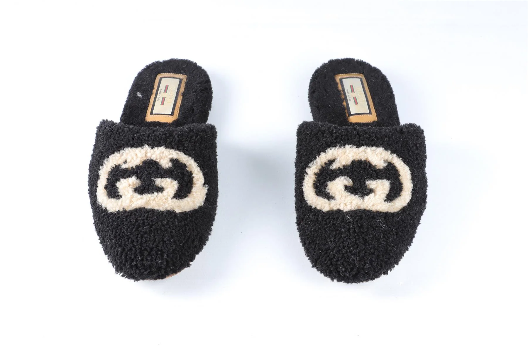 GUCCI BLACK EILEEN GG SHEARLING SLIPPERS EU 40 UK 7 US 10 - Image 3