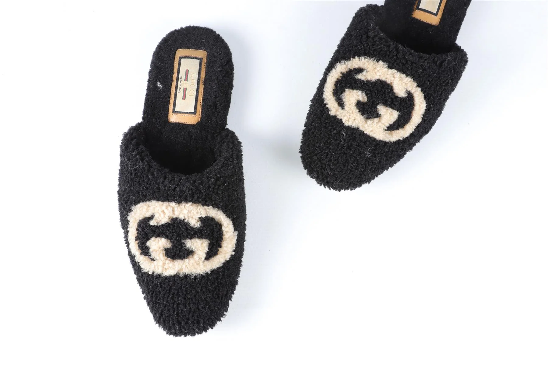 GUCCI BLACK EILEEN GG SHEARLING SLIPPERS EU 40 UK 7 US 10 - Image 4