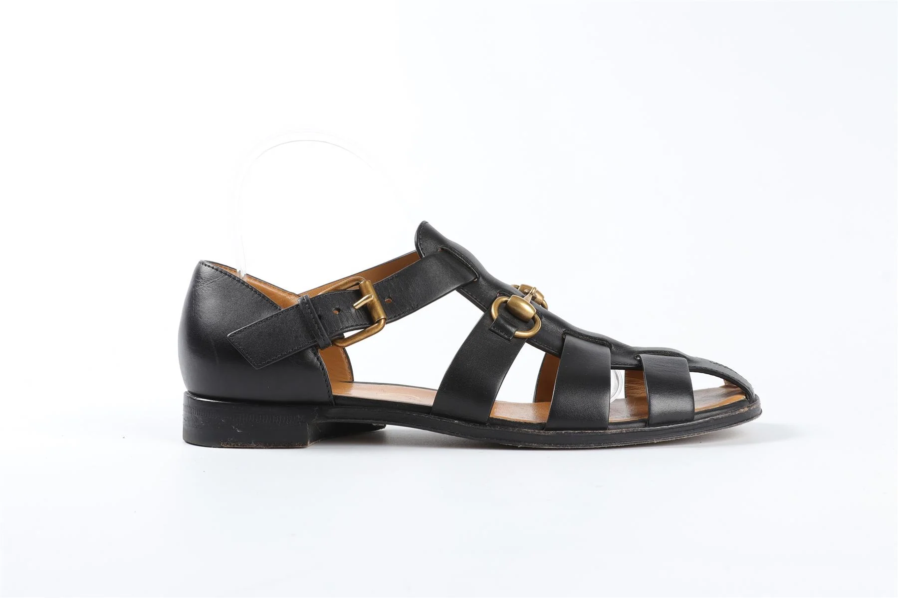 GUCCI BLACK LEATHER FISHERMAN SANDALS EU 37.5 UK 4.5 US 7.5 - Image 2