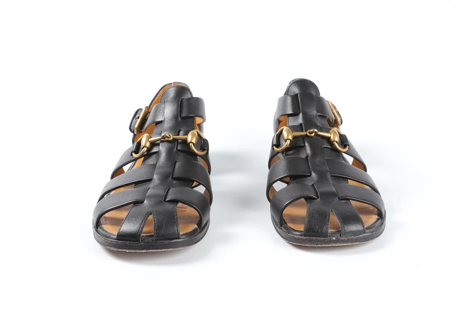 GUCCI BLACK LEATHER FISHERMAN SANDALS EU 37.5 UK 4.5 US 7.5 - Image 3