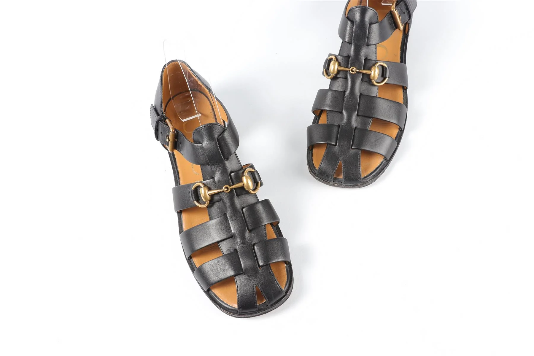 GUCCI BLACK LEATHER FISHERMAN SANDALS EU 37.5 UK 4.5 US 7.5 - Image 4
