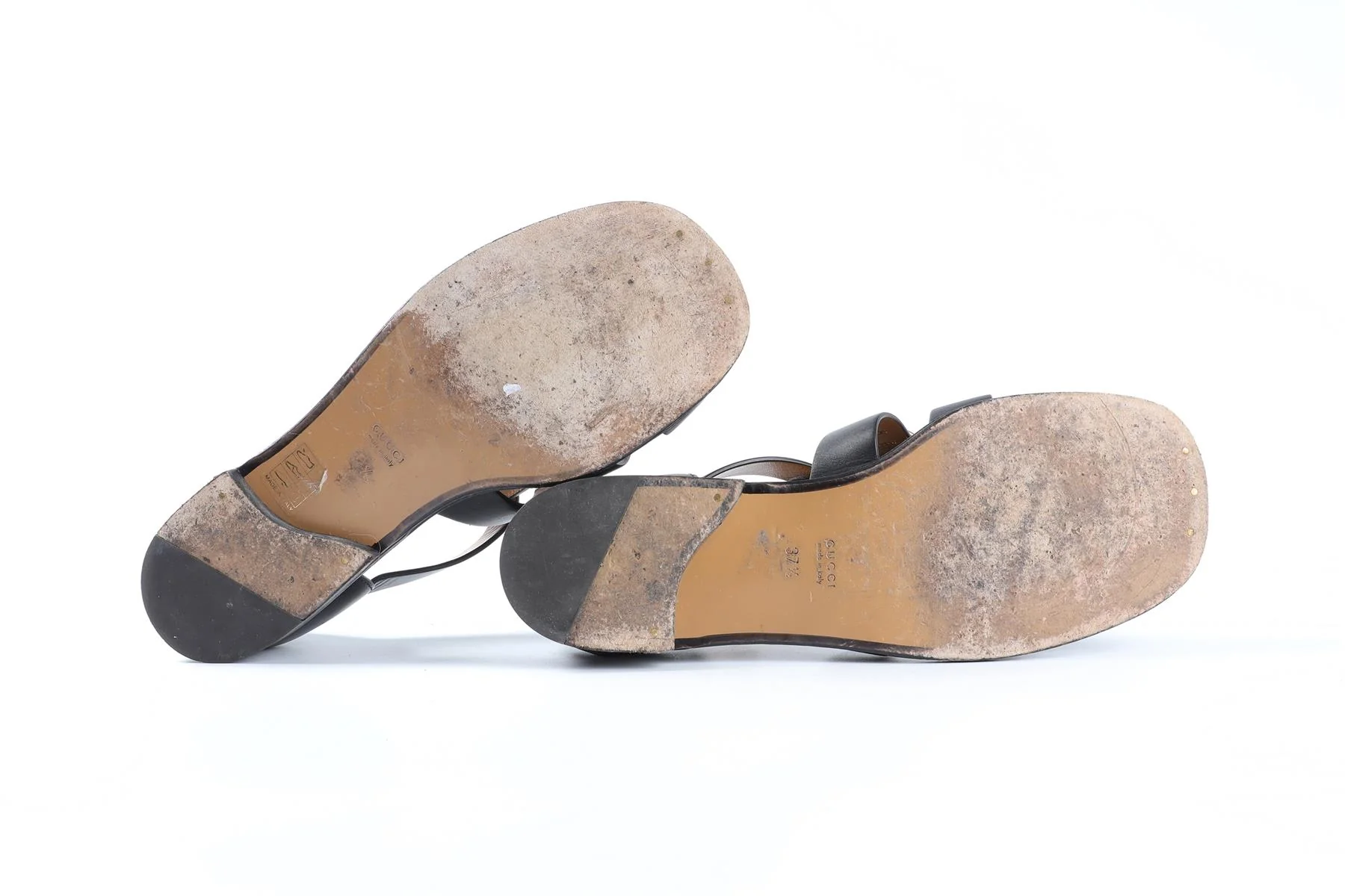 GUCCI BLACK LEATHER FISHERMAN SANDALS EU 37.5 UK 4.5 US 7.5 - Image 6