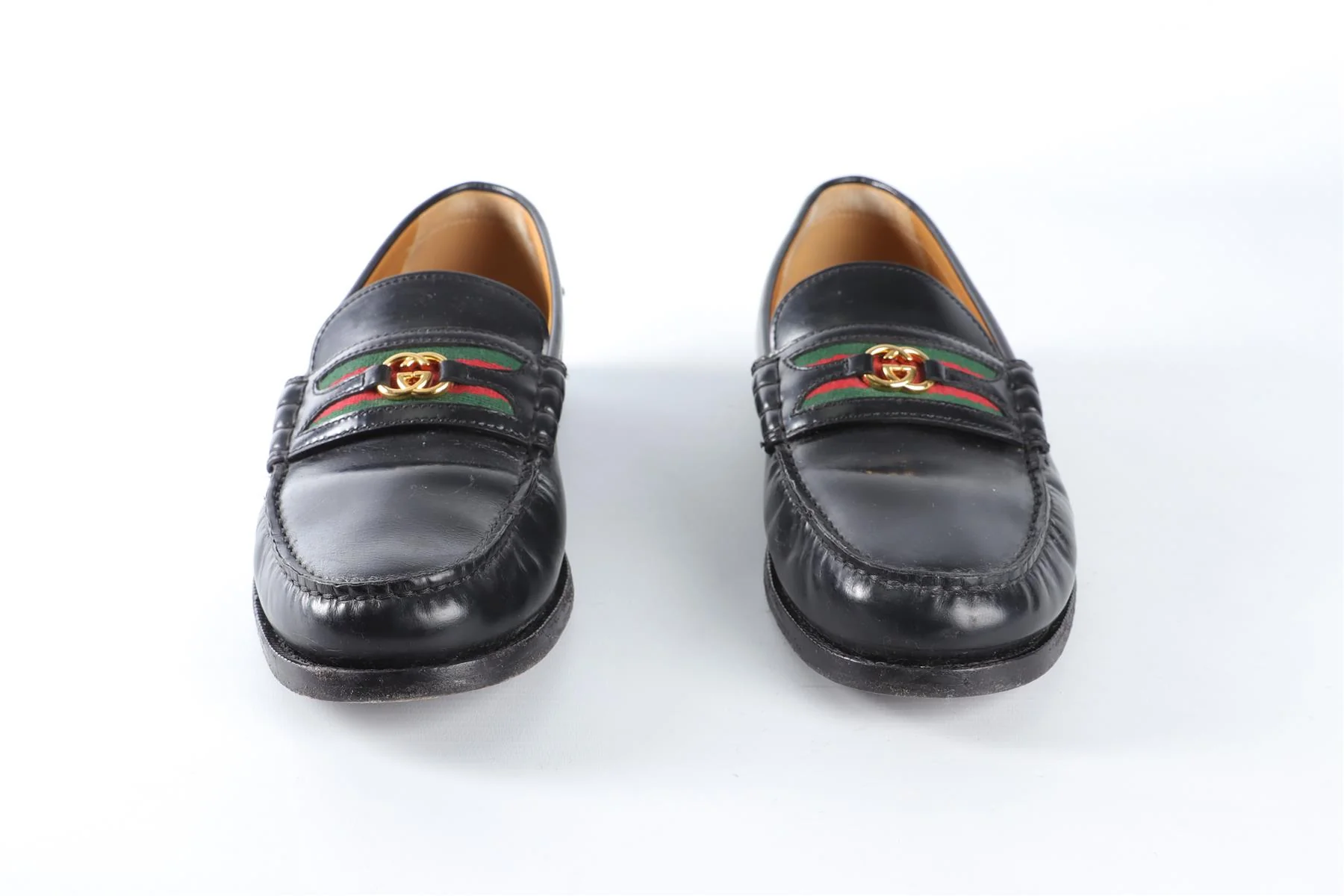 GUCCI BLACK MEN'S KAVEH GG LEATHER LOAFERS EU 41 UK 7 US 8 - Image 3