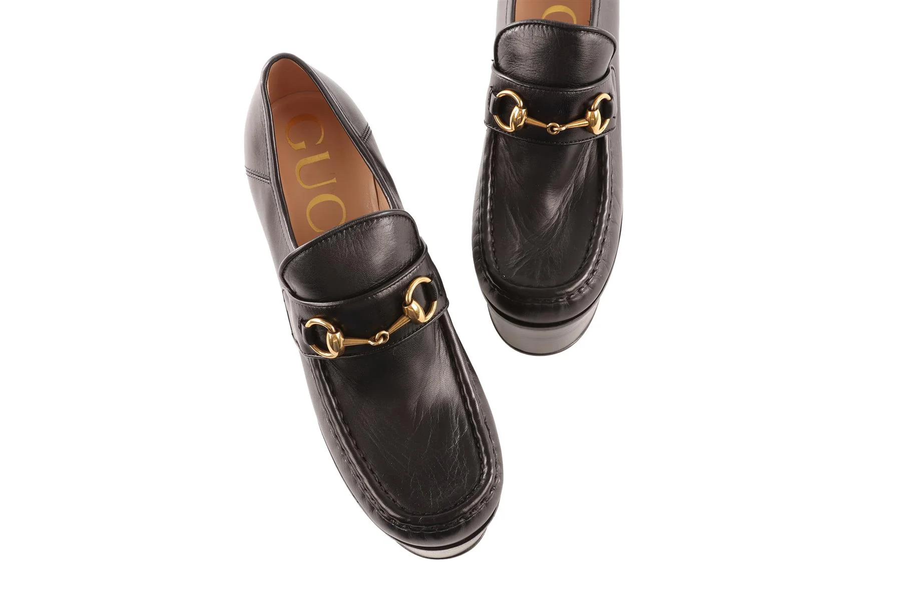 GUCCI BLACK VEGAS LEATHER PLATFORM LOAFERS EU 38 UK 5 US 8 - Image 4