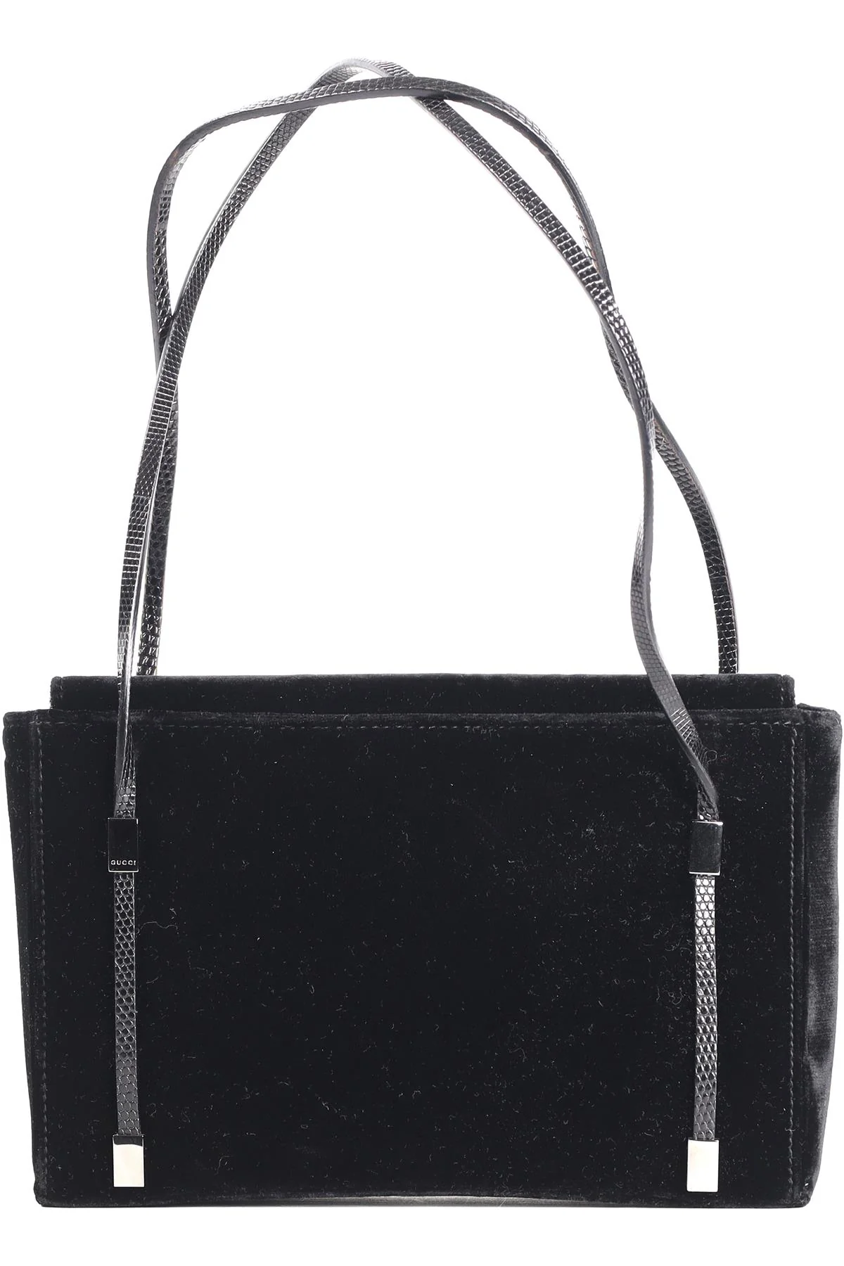 GUCCI BLACK VINTAGE VELVET SHOULDER BAG - Image 11