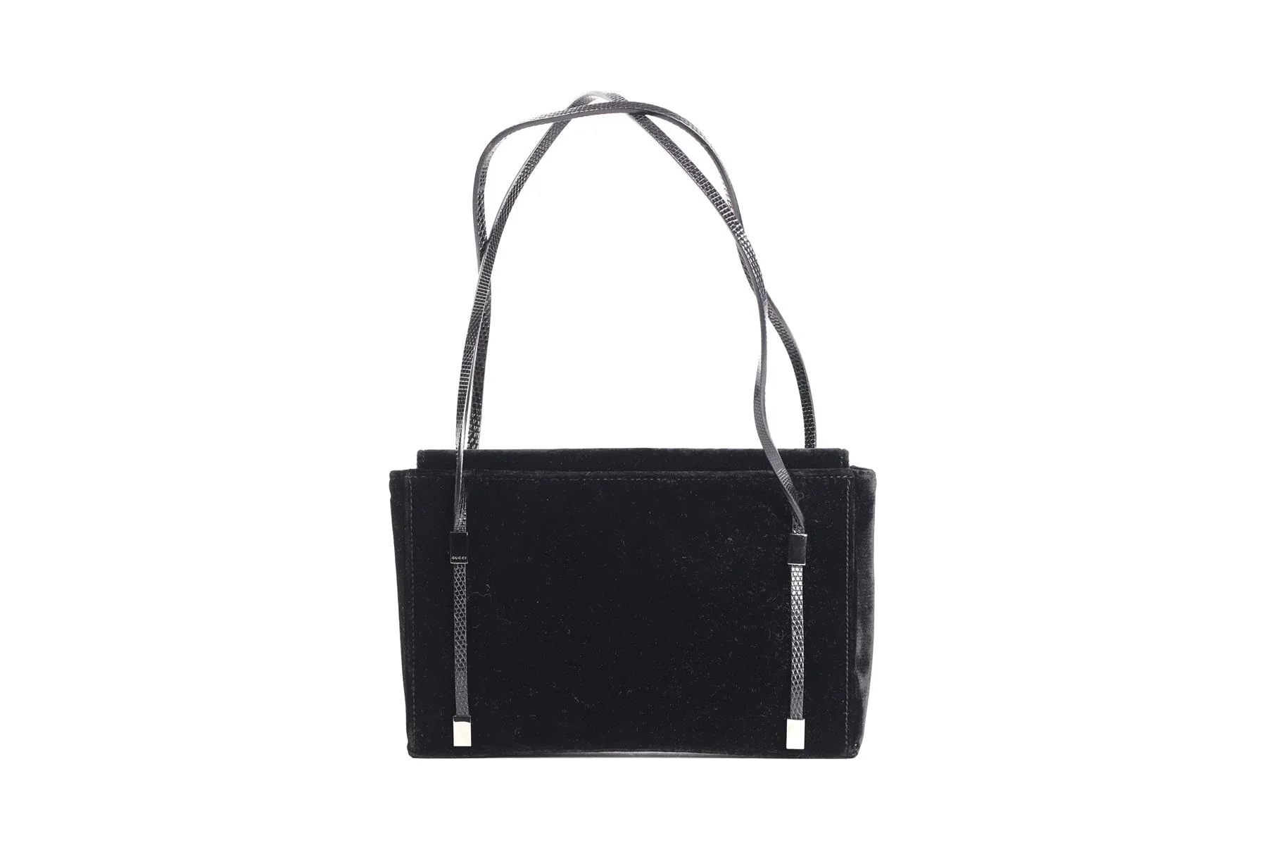 GUCCI BLACK VINTAGE VELVET SHOULDER BAG - Image 2