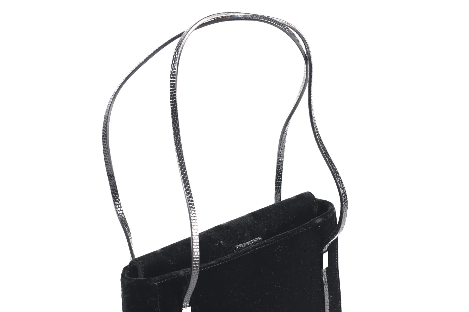 GUCCI BLACK VINTAGE VELVET SHOULDER BAG - Image 8