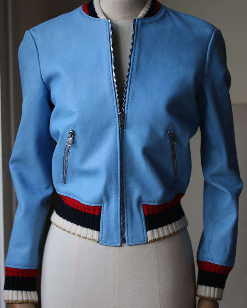 GUCCI BLIND FOR LOVE LEATHER BOMBER JACKET IT 38 UK 6 - Image 2