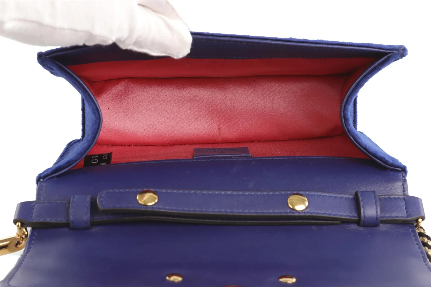 GUCCI BLUE BROADWAY SMALL VELVET SHOULDER BAG - Image 10