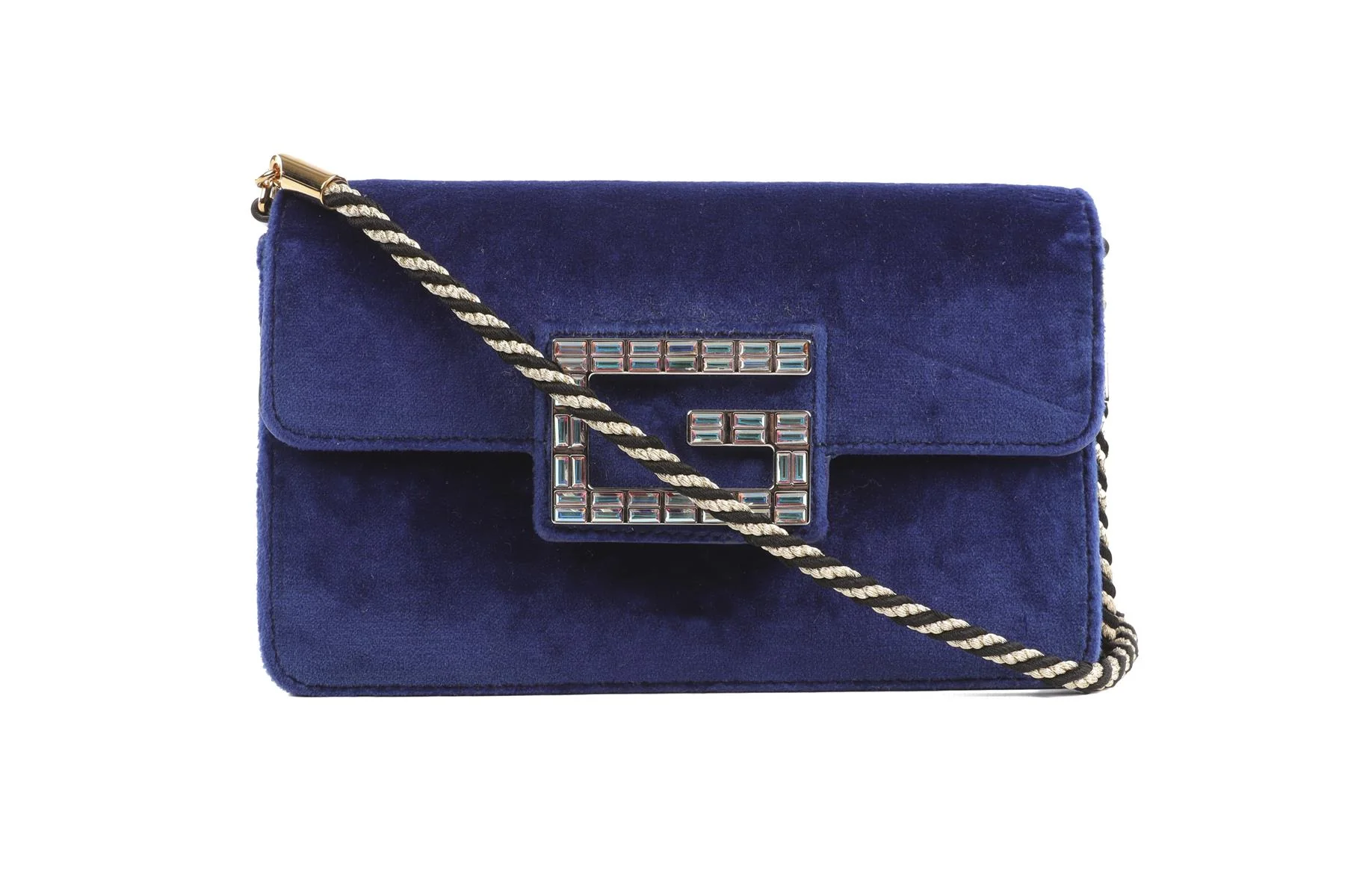 GUCCI BLUE BROADWAY SMALL VELVET SHOULDER BAG - Image 2