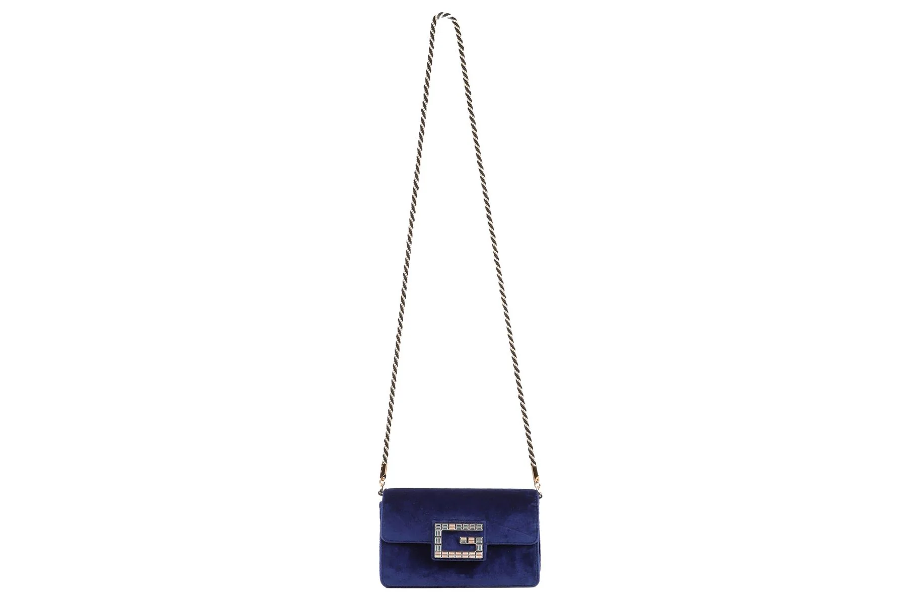 GUCCI BLUE BROADWAY SMALL VELVET SHOULDER BAG - Image 3